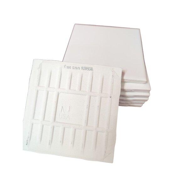 4.25 inch tiles set of 8 White Glazed, Glossy top, Great for crafts or walls. - Picture 3 of 5